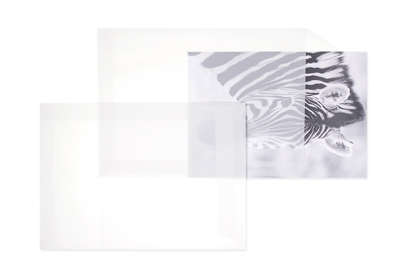 pochettes transparentes blanc (transparent blanc) 200 x 280 mm (e5) | 90 g/qm offset | sans fenêtre | fermeture avec bande de protection | 100 pièces