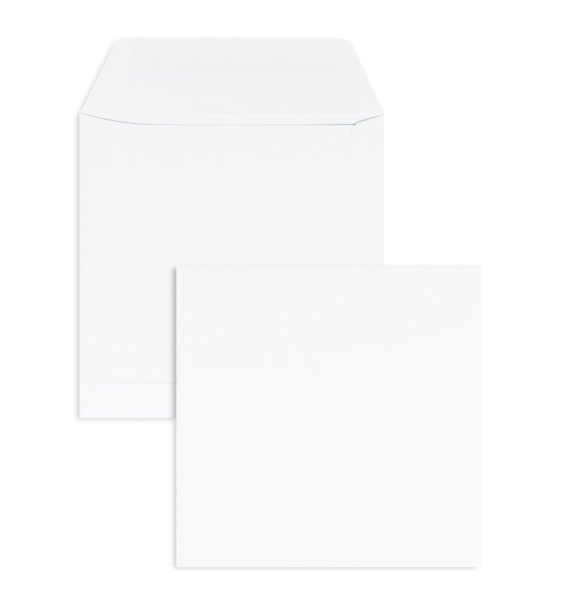 pochettes blanc 190 x 190 mm | 125 g/m² offset | sans fenêtre | fermeture gommée | rabat droit | 500 pièces