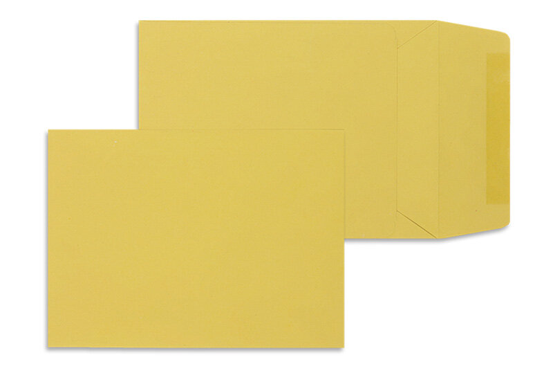 pochettes colorées jaune (jaune moutarde) 120 x 162 mm | 80 g/m² recycling | sans fenêtre | fermeture gommée | rabat droit | 1000 pièces