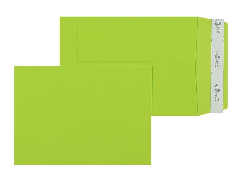 pochettes colorées vert (vert de mai) 133 x 184 mm | 120 g/m² côtelé (paperado) | sans fenêtre | fermeture adhésive | rabat droit | 100 pièces