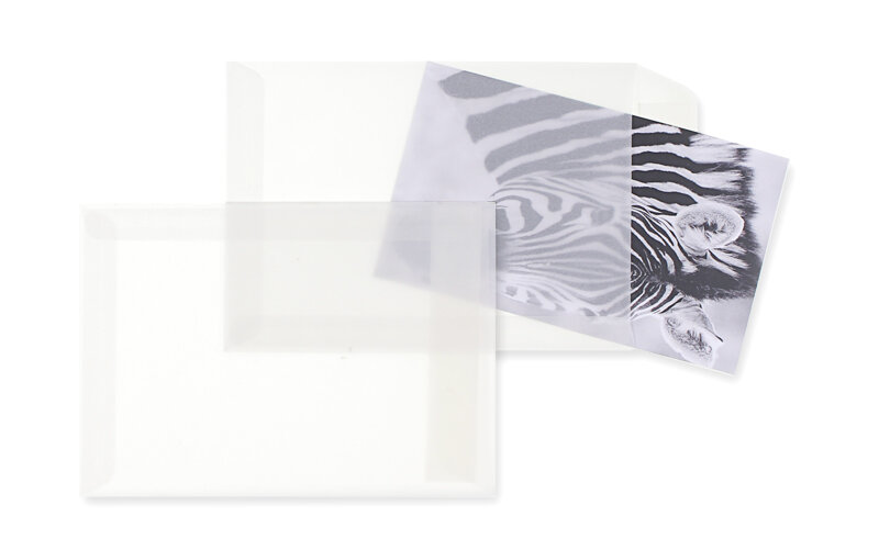pochettes transparentes blanc (transparent blanc) 114 x 162 mm (c6) | 90 g/m² offset | sans fenêtre | fermeture adhésive | rabat droit | 100 pièces