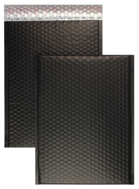 enveloppes à bulles colorées noir 270 x 350 mm | 180 my pochettes à bulles métalliques - mates | sans fenêtre | fermeture adhésive | rabat droit | 10 pièces