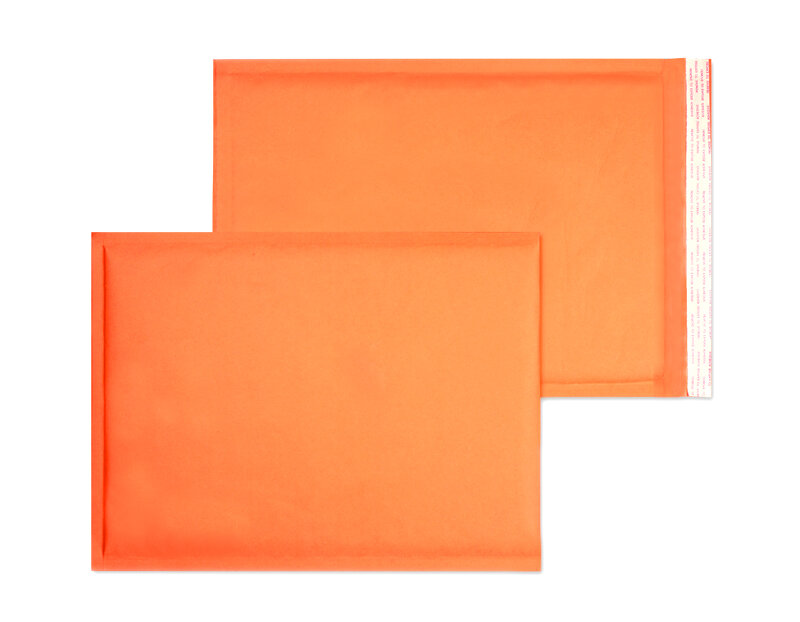 enveloppes à bulles colorées orange 340 x 465 mm | 135 g/m² kraft | sans fenêtre | fermeture adhésive | rabat droit | 50 pièces