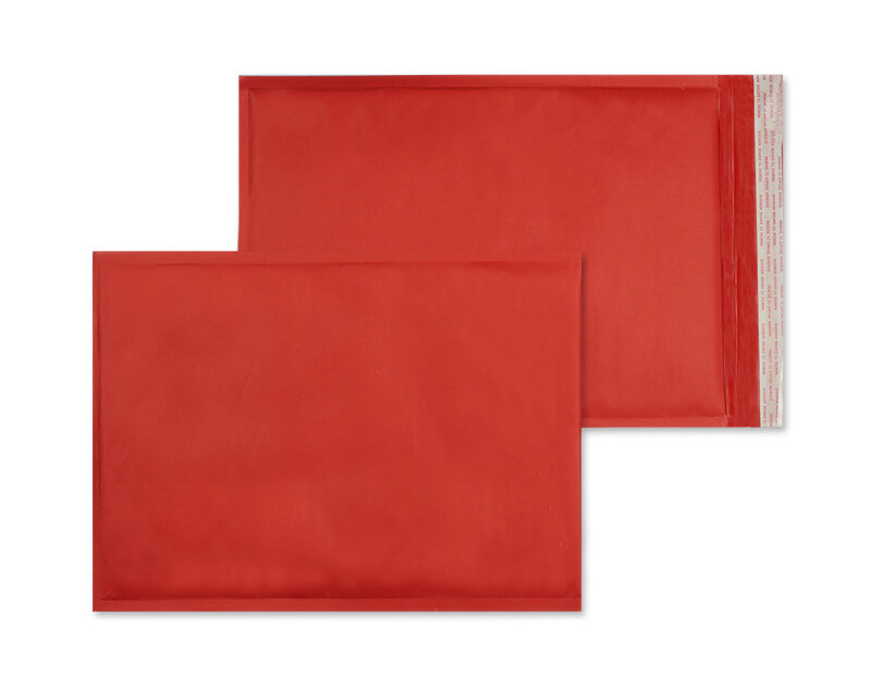 enveloppes à bulles colorées rouge 270 x 370 mm | 135 g/m² kraft | sans fenêtre | fermeture adhésive | rabat droit | 100 pièces