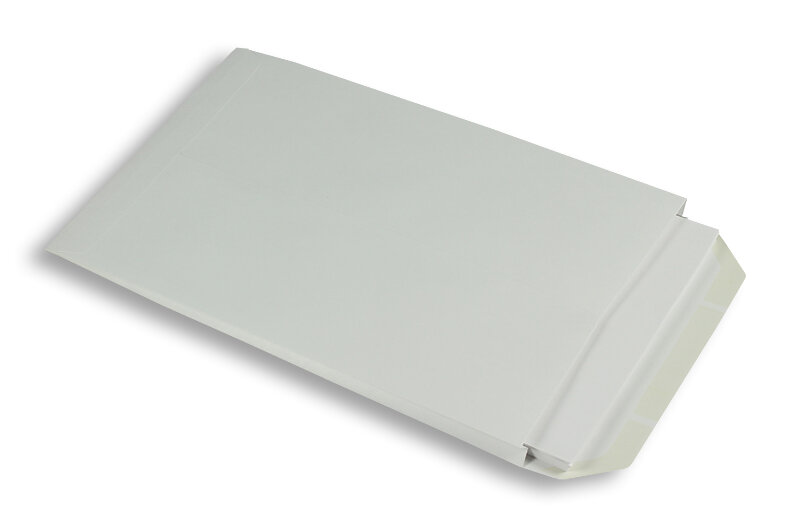 pochettes à rabats blanc 230 x 350 x 25 mm | 170 g/m² offset | sans fenêtre | fermeture gommée | rabat droit | 250 pièces