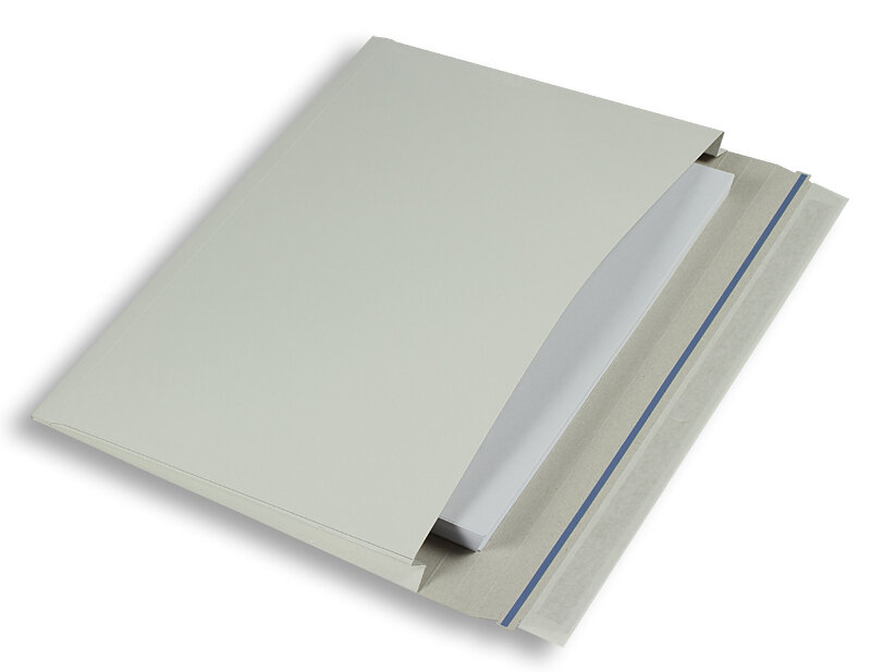 pochettes à rabats blanc 245 x 370 x 32 mm | 350 g/m² carton duplex | sans fenêtre | fermeture adhésive | rabat droit | 100 pièces
