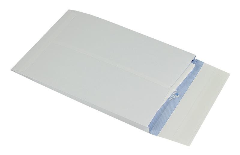 pochettes à rabats blanc 254 x 381 x 25 mm | 140 g/m² offset | sans fenêtre | fermeture adhésive | rabat droit | 125 pièces