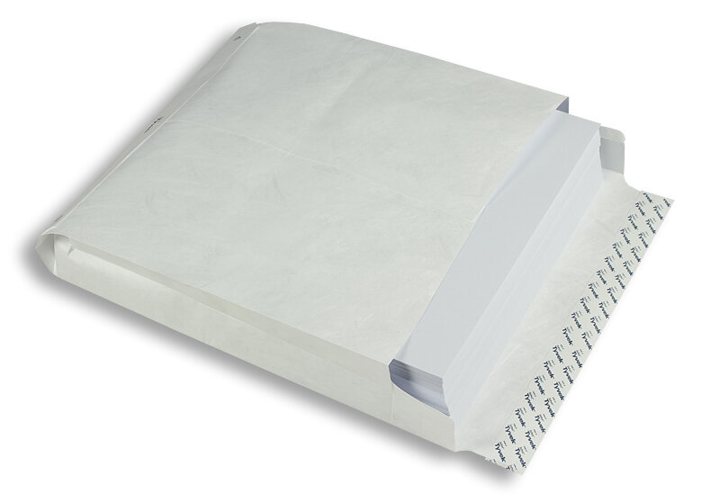 pochettes à rabats blanc 318 x 326 x 70 mm | 70 g/m² tyvek (indéchirable) | sans fenêtre | fermeture adhésive | rabat droit | 50 pièces