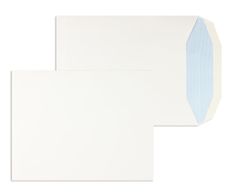 pochettes blanc 238 x 310 mm | 100 g/m² offset | sans fenêtre | fermeture gommée | rabat trapézoïdal | 250 pièces