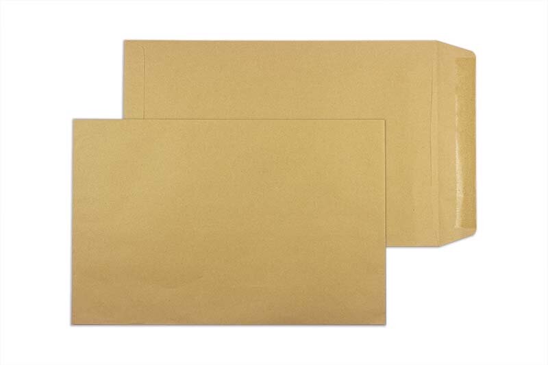 pochettes colorées marron 254 x 381 mm | 90 g/m² natron | sans fenêtre | fermeture gommée | rabat droit | 250 pièces