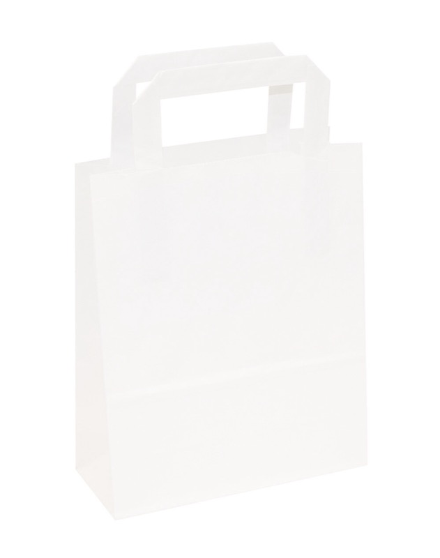 sacs papier blanc 180 x 220 x 80 mm | 70 g/qm kraft | sans fenêtre | pas de fermeture | pas de rabat | 500 pièces