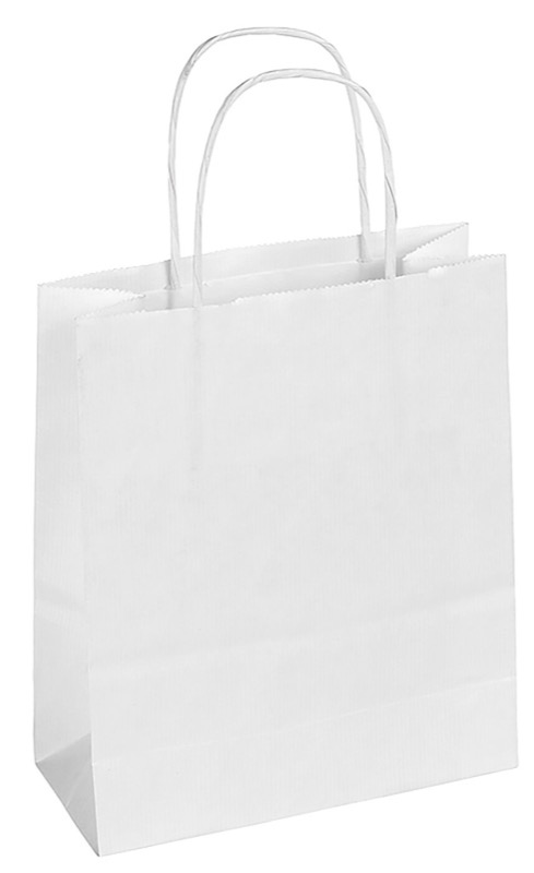 sacs papier blanc 180 x 220 x 80 mm | 90 g/qm kraft | sans fenêtre | pas de fermeture | pas de rabat | 300 pièces