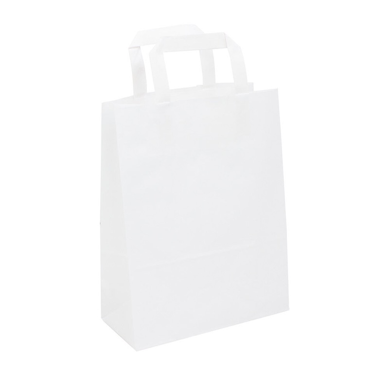 sacs papier blanc 220 x 280 x 100 mm | 70 g/qm kraft | sans fenêtre | pas de fermeture | pas de rabat | 250 pièces