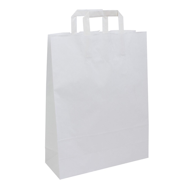 sacs papier blanc 320 x 410 x 120 mm | 100 g/qm kraft | sans fenêtre | pas de fermeture | pas de rabat | 250 pièces