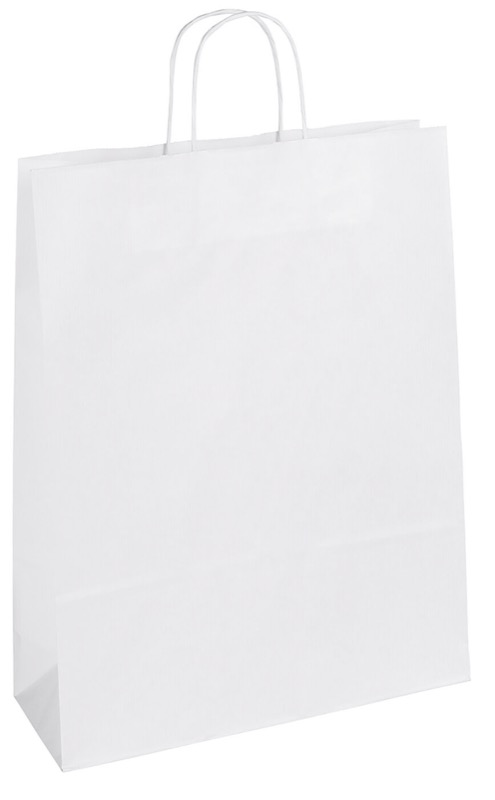 sacs papier blanc 320 x 410 x 120 mm | 110 g/qm kraft | sans fenêtre | pas de fermeture | pas de rabat | 200 pièces