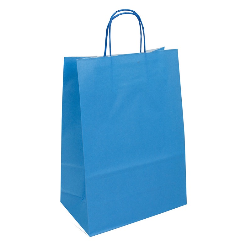 sacs papier colorées bleu (bleu clair) 260 x 350 x 120 mm | 90 g/qm kraft | sans fenêtre | pas de fermeture | pas de rabat | 250 pièces