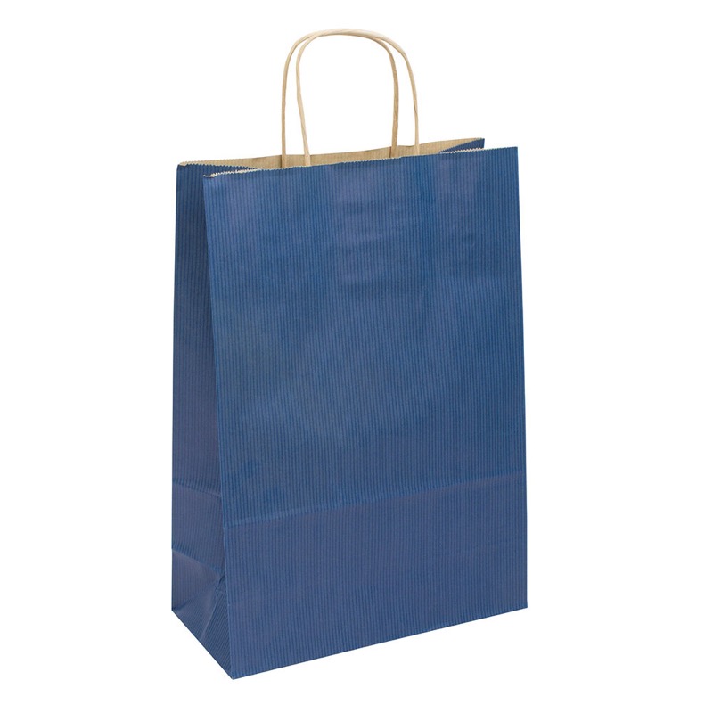 sacs papier colorées bleu (bleu foncé) 220 x 310 x 100 mm | 90 g/qm kraft | sans fenêtre | pas de fermeture | pas de rabat | 250 pièces