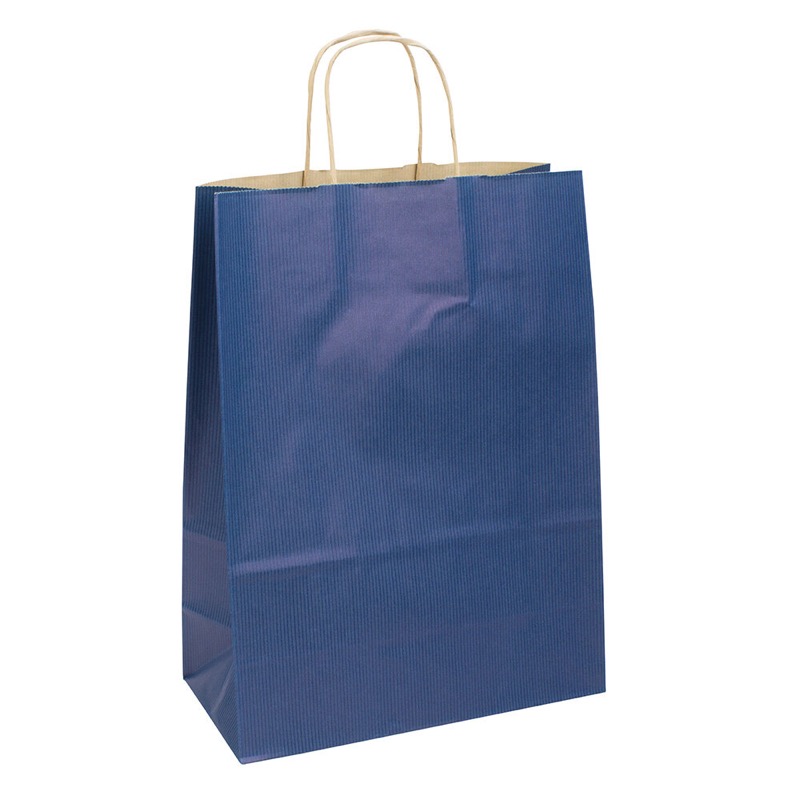 sacs papier colorées bleu (bleu foncé) 260 x 350 x 120 mm | 90 g/qm kraft | sans fenêtre | pas de fermeture | pas de rabat | 250 pièces