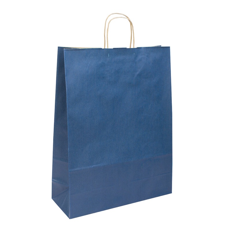 sacs papier colorées bleu (bleu foncé) 320 x 410 x 120 mm | 110 g/qm kraft | sans fenêtre | pas de fermeture | pas de rabat | 200 pièces