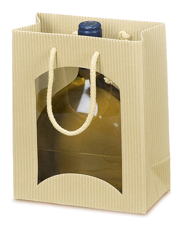 sacs papier colorées crème 170 x 200 x 85 mm | 360 g/qm carton ondulé | avec fenêtre | pas de fermeture | pas de rabat | 20 pièces