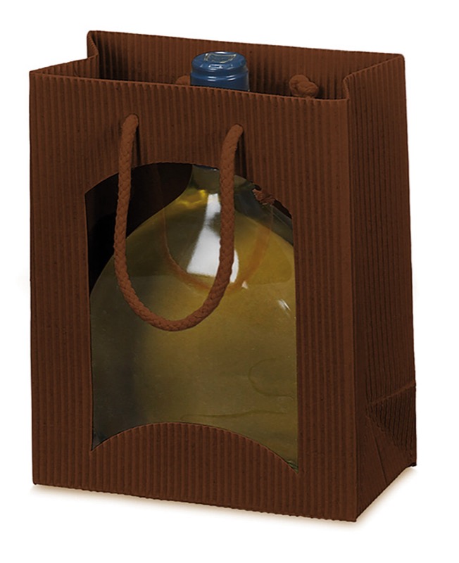 sacs papier colorées marron (marron foncé) 170 x 200 x 85 mm | 360 g/qm carton ondulé | avec fenêtre | pas de fermeture | pas de rabat | 20 pièces