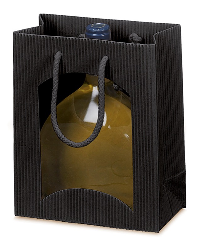 sacs papier colorées noir 170 x 200 x 85 mm | 360 g/qm carton ondulé | avec fenêtre | pas de fermeture | pas de rabat | 20 pièces