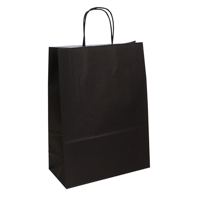 sacs papier colorées noir 260 x 350 x 120 mm | 90 g/qm kraft | sans fenêtre | pas de fermeture | pas de rabat | 250 pièces