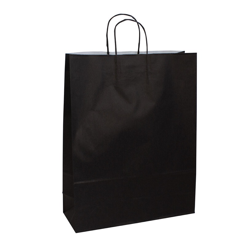 sacs papier colorées noir 320 x 410 x 120 mm | 110 g/qm kraft | sans fenêtre | pas de fermeture | pas de rabat | 200 pièces
