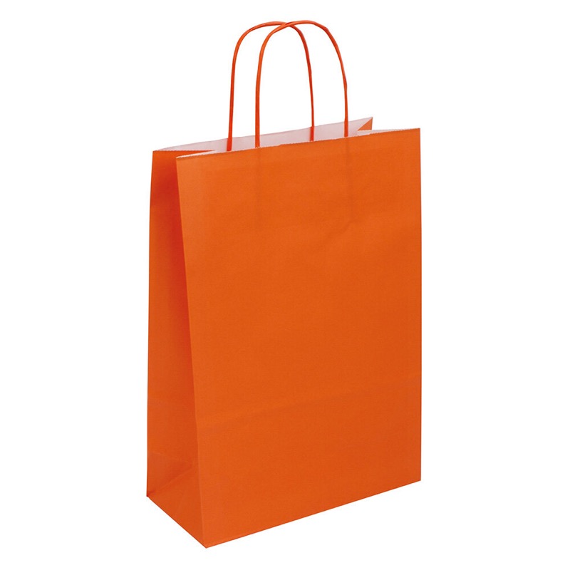 sacs papier colorées orange 220 x 310 x 100 mm | 90 g/qm kraft | sans fenêtre | pas de fermeture | pas de rabat | 250 pièces