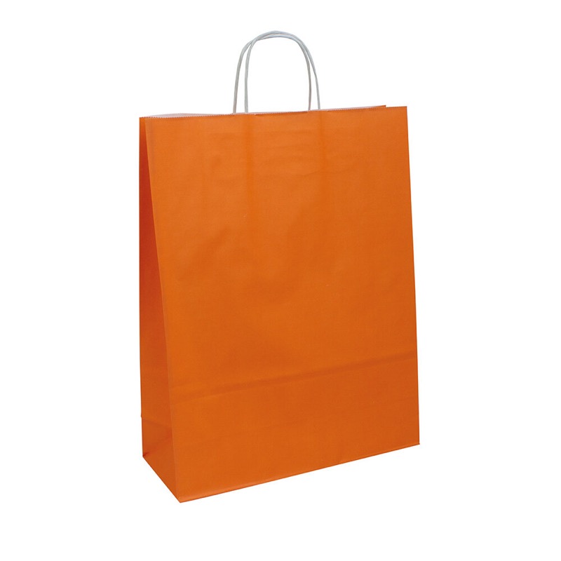 sacs papier colorées orange 320 x 410 x 120 mm | 110 g/qm kraft | sans fenêtre | pas de fermeture | pas de rabat | 200 pièces