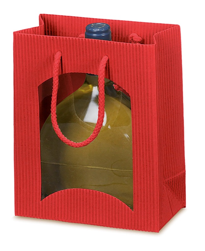 sacs papier colorées rouge 170 x 200 x 85 mm | 360 g/qm carton ondulé | avec fenêtre | pas de fermeture | pas de rabat | 20 pièces