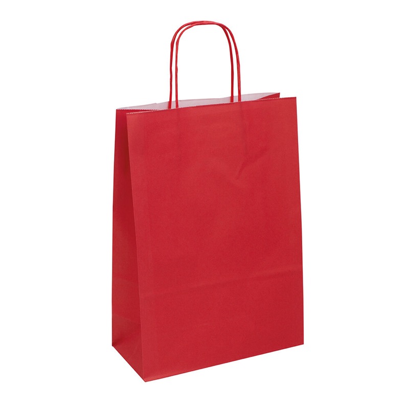 sacs papier colorées rouge 260 x 350 x 120 mm | 90 g/qm kraft | sans fenêtre | pas de fermeture | pas de rabat | 250 pièces