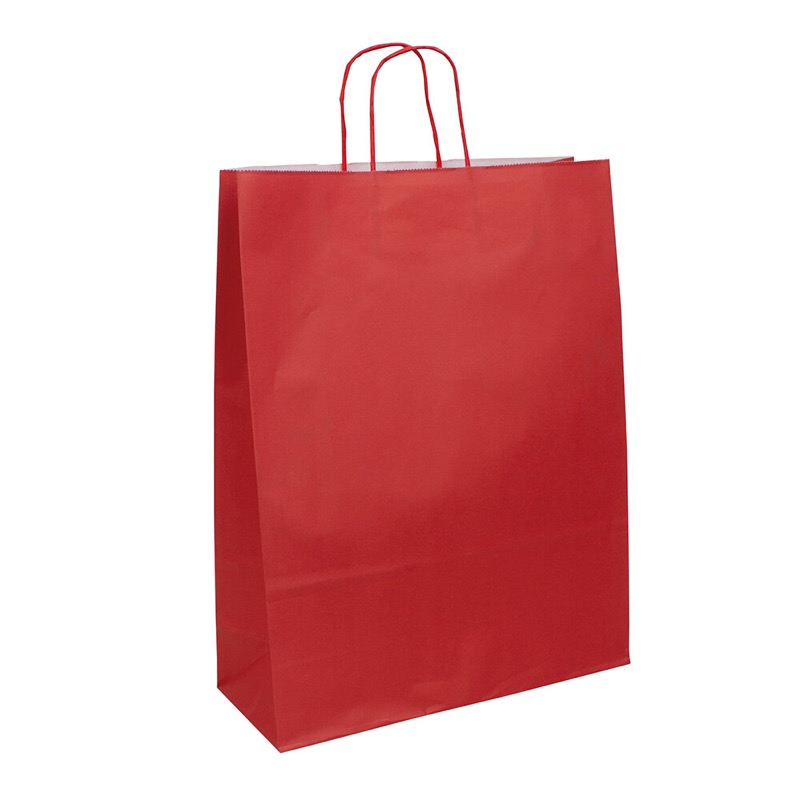 sacs papier colorées rouge 320 x 410 x 120 mm | 110 g/qm kraft | sans fenêtre | pas de fermeture | pas de rabat | 200 pièces