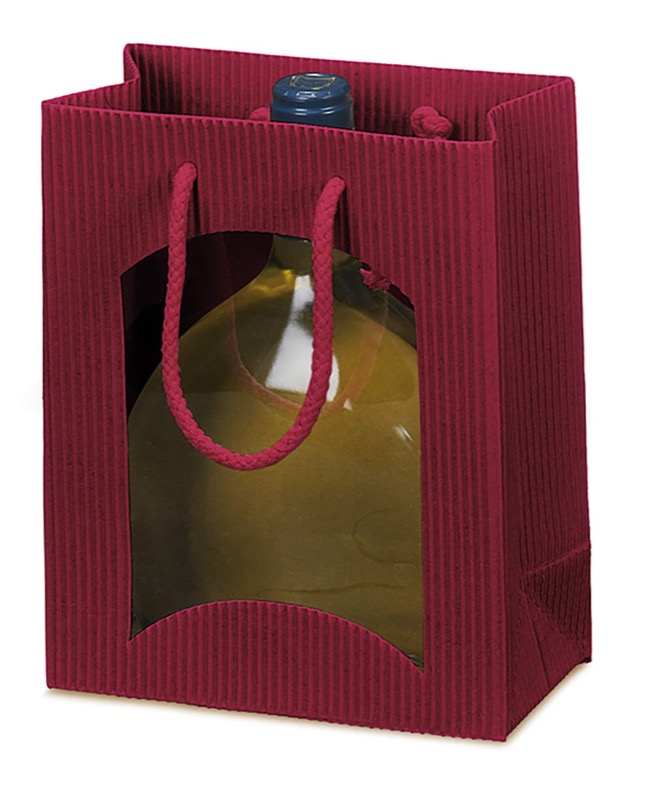 sacs papier colorées rouge (rouge foncé) 170 x 200 x 85 mm | 360 g/qm carton ondulé | avec fenêtre | pas de fermeture | pas de rabat | 20 pièces