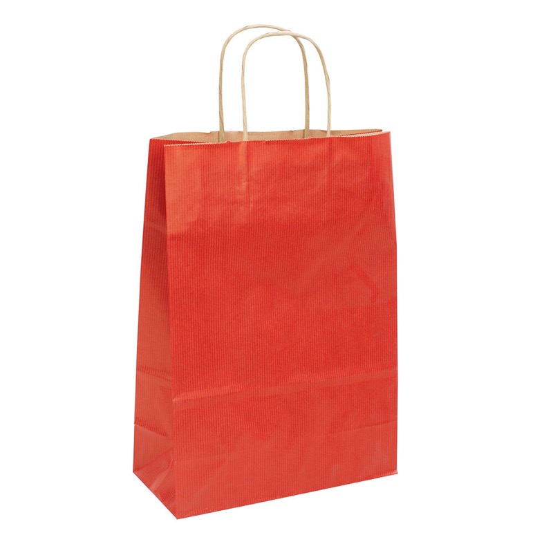 sacs papier colorées rouge (rouge foncé) 220 x 310 x 100 mm | 90 g/qm kraft | sans fenêtre | pas de fermeture | pas de rabat | 250 pièces