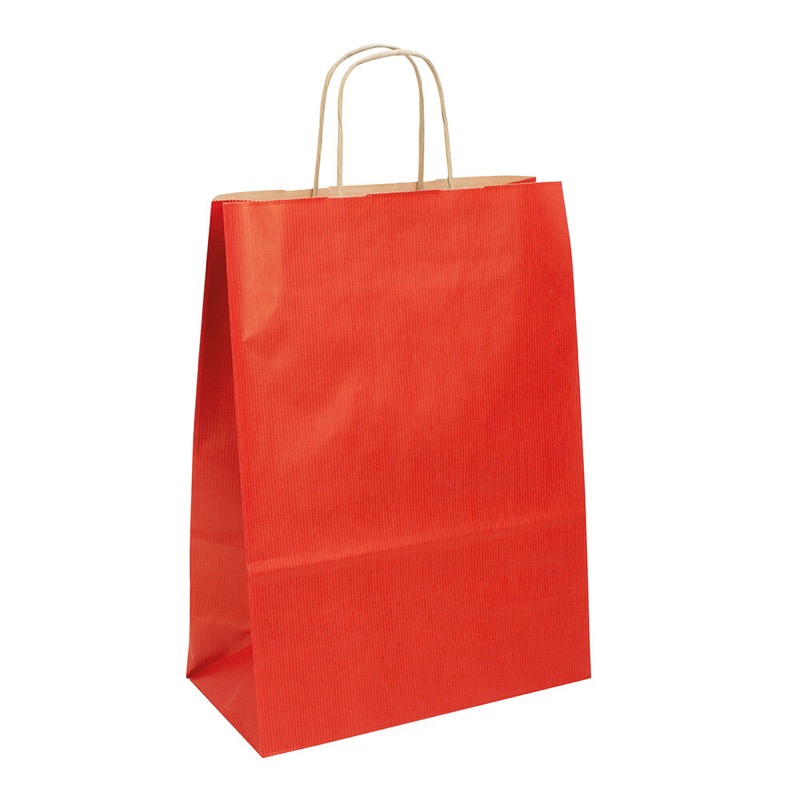 sacs papier colorées rouge (rouge foncé) 260 x 350 x 120 mm | 90 g/qm kraft | sans fenêtre | pas de fermeture | pas de rabat | 250 pièces