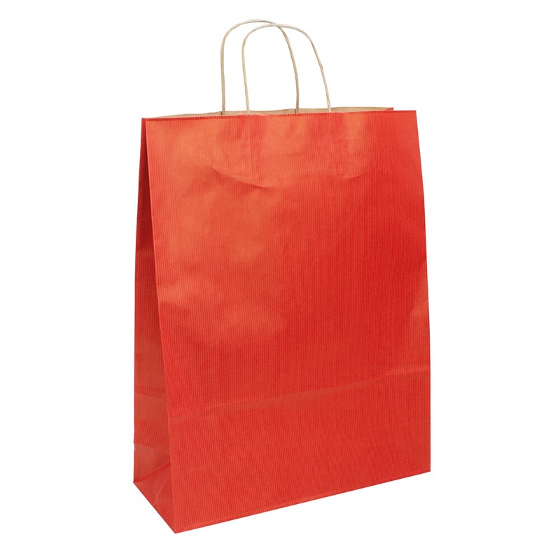 sacs papier colorées rouge (rouge foncé) 320 x 410 x 120 mm | 110 g/qm kraft | sans fenêtre | pas de fermeture | pas de rabat | 200 pièces