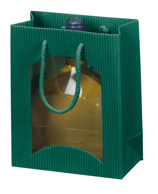 sacs papier colorées vert (vert foncé) 170 x 200 x 85 mm | 360 g/qm carton ondulé | avec fenêtre | pas de fermeture | pas de rabat | 20 pièces