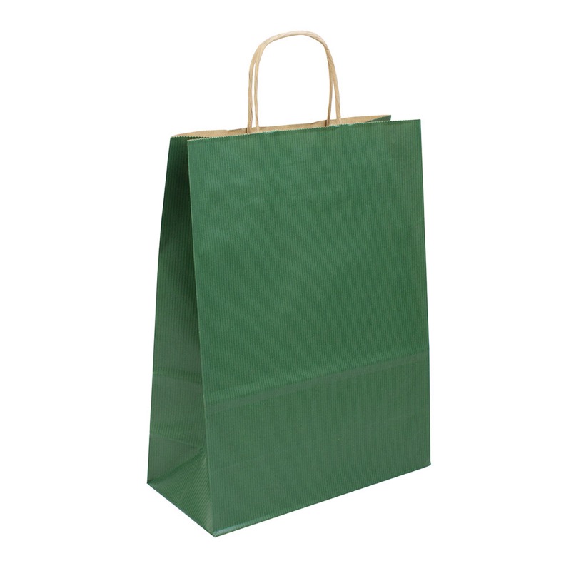 sacs papier colorées vert (vert foncé) 260 x 350 x 120 mm | 90 g/qm kraft | sans fenêtre | pas de fermeture | pas de rabat | 250 pièces