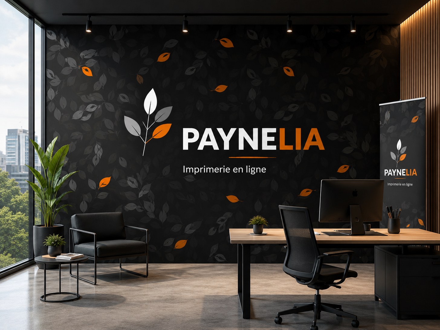 Mur de bureau habillé d'un papier peint personnalisé — Paynelia