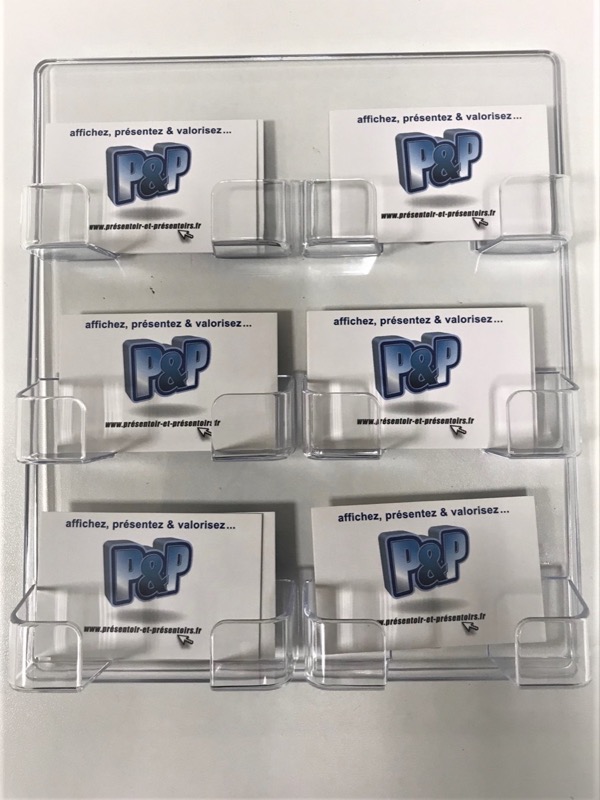 Porte cartes de visite mural 6 compartiments — plexiglas, 6 compartiments