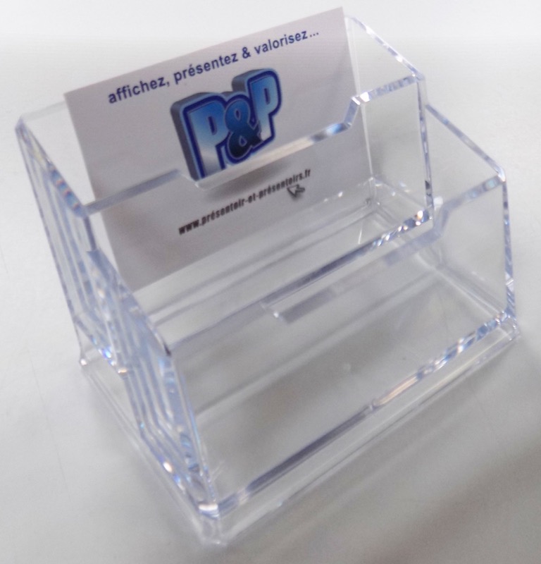 Porte carte de visite 2 compartiments — plexiglas, 2 compartiments