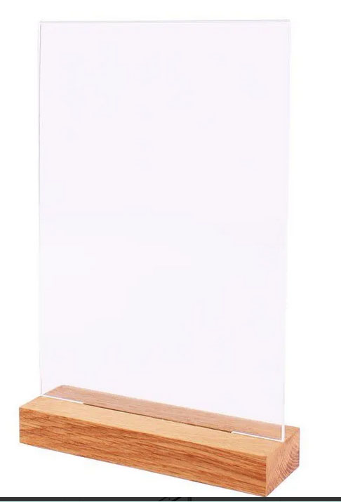 Porte visuel A4 vertical socle en bois — bois, format A4