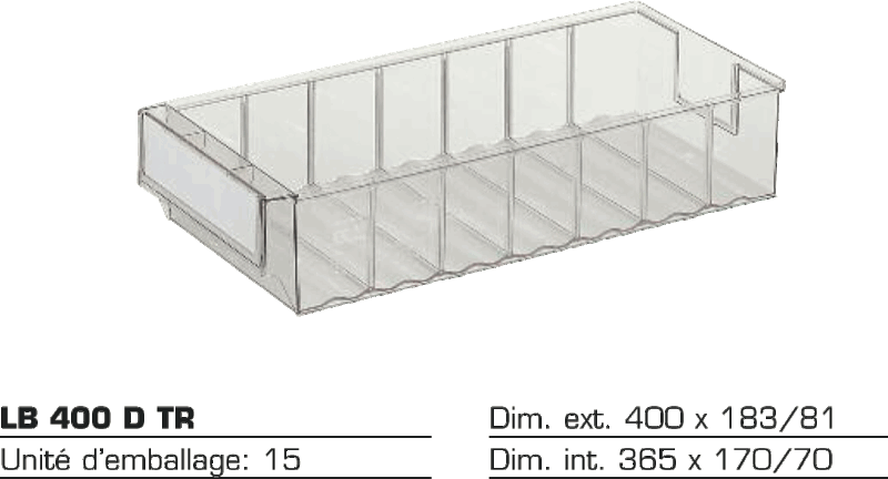 Bac divisible transparent LB 400 D TR — plexiglas