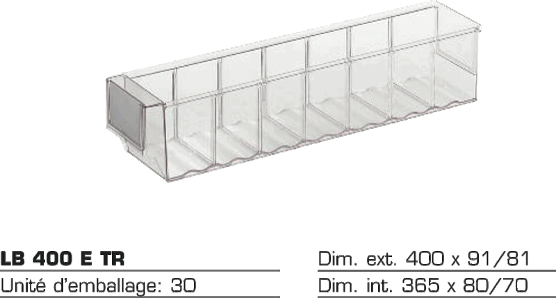 Bac divisible transparent LB 400 E TR — plexiglas