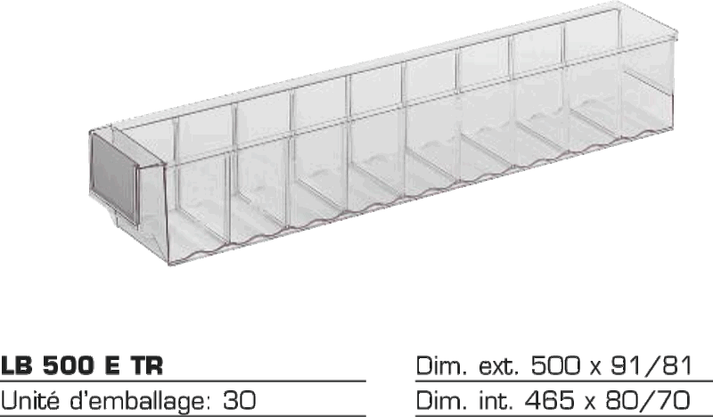 Bac divisible transparent LB 500 E TR — pvc
