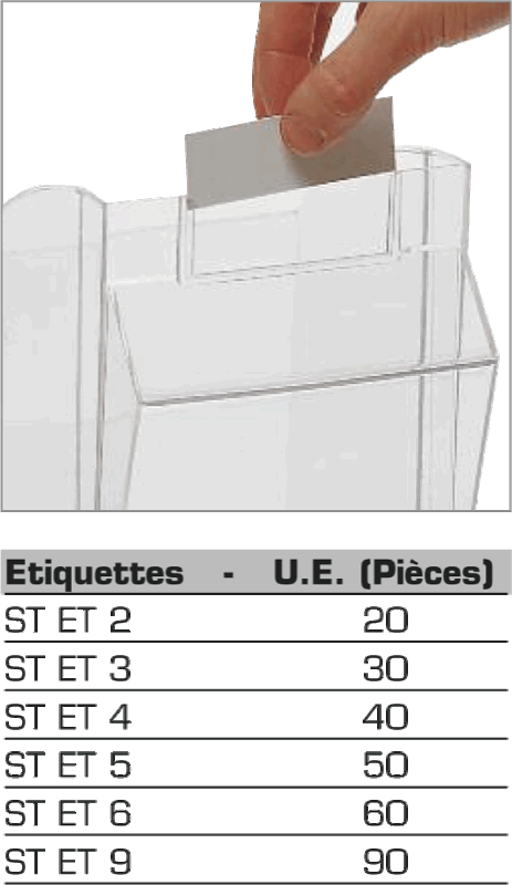 Etiquettes pour set de stockage Stala 2 — plexiglas