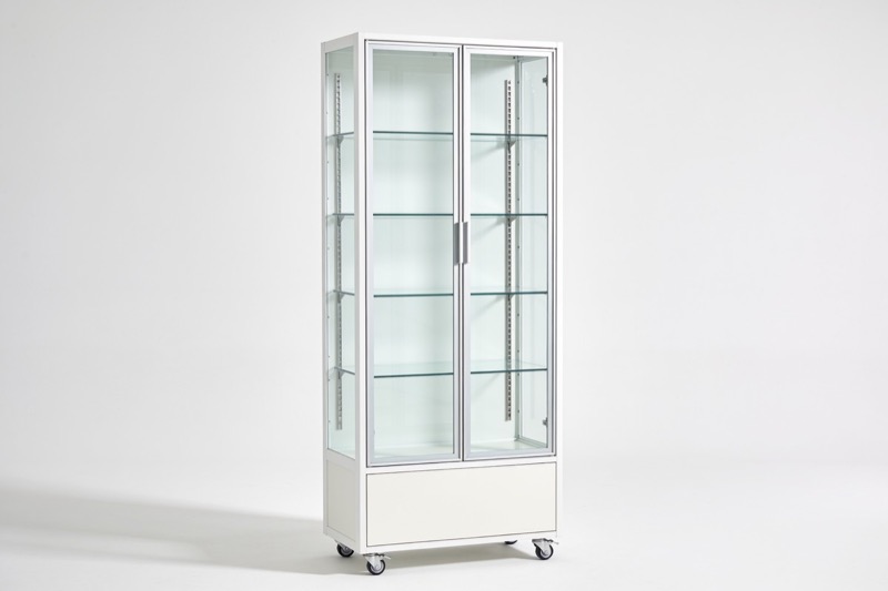 Vitrine double d'exposition 180 cm blanche — métal