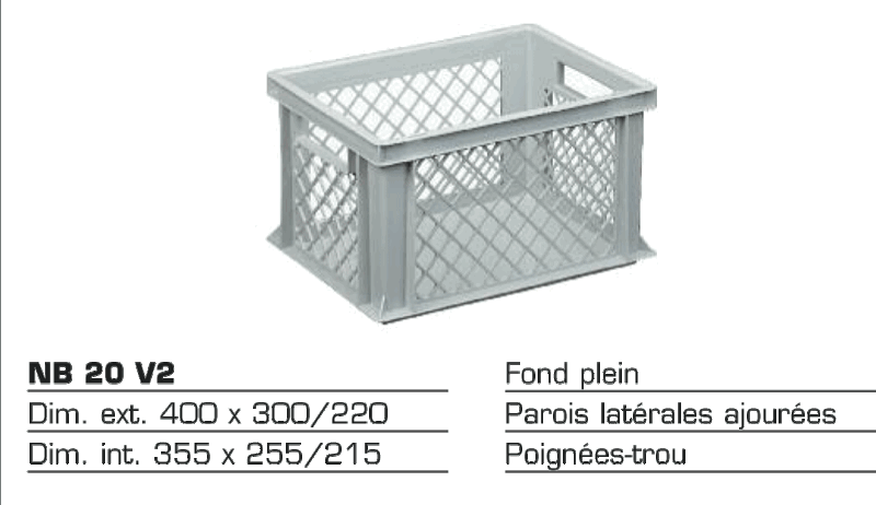Bac de stockage plastique NB 20 V2 — pvc