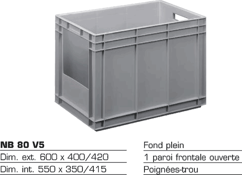 Bac de stockage plastique NB 80 V5 — pvc